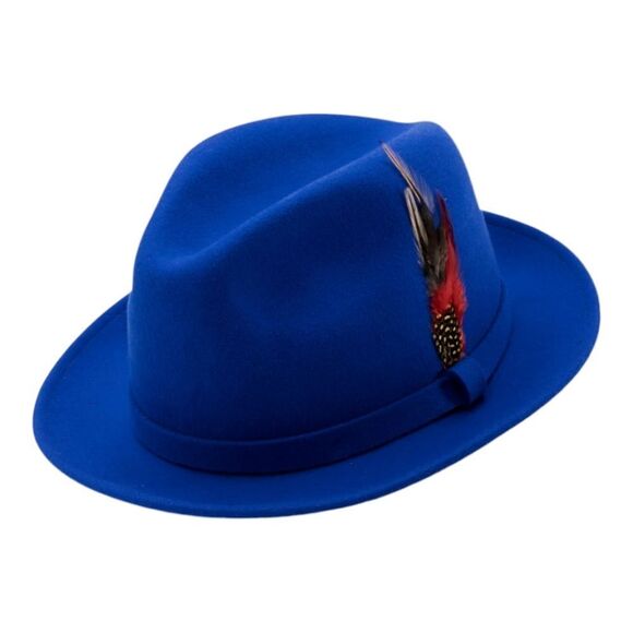 MEN'S MONTIQUE ROYAL 100% WOOL FELT 2 1/4" BRIM FEDORA HAT. H62. - Picture 1 of 6